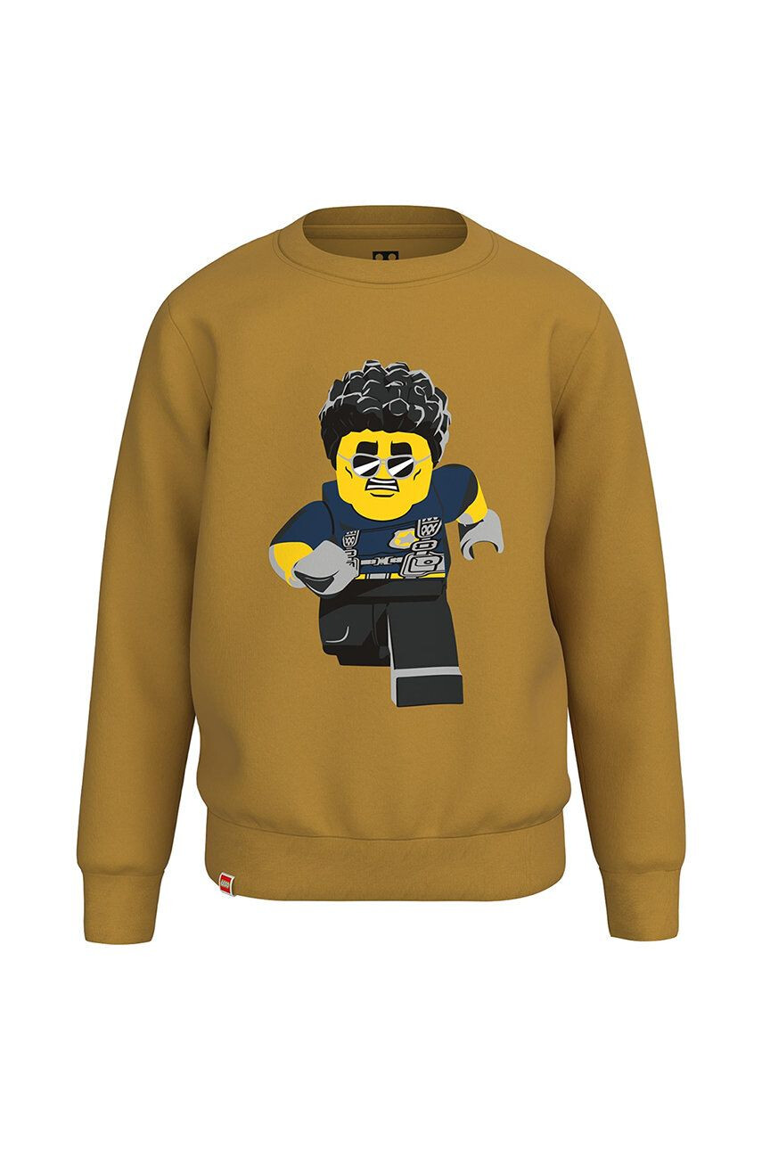 Lego Wear hanorac de bumbac pentru copii culoarea galben cu imprimeu - Pled.ro