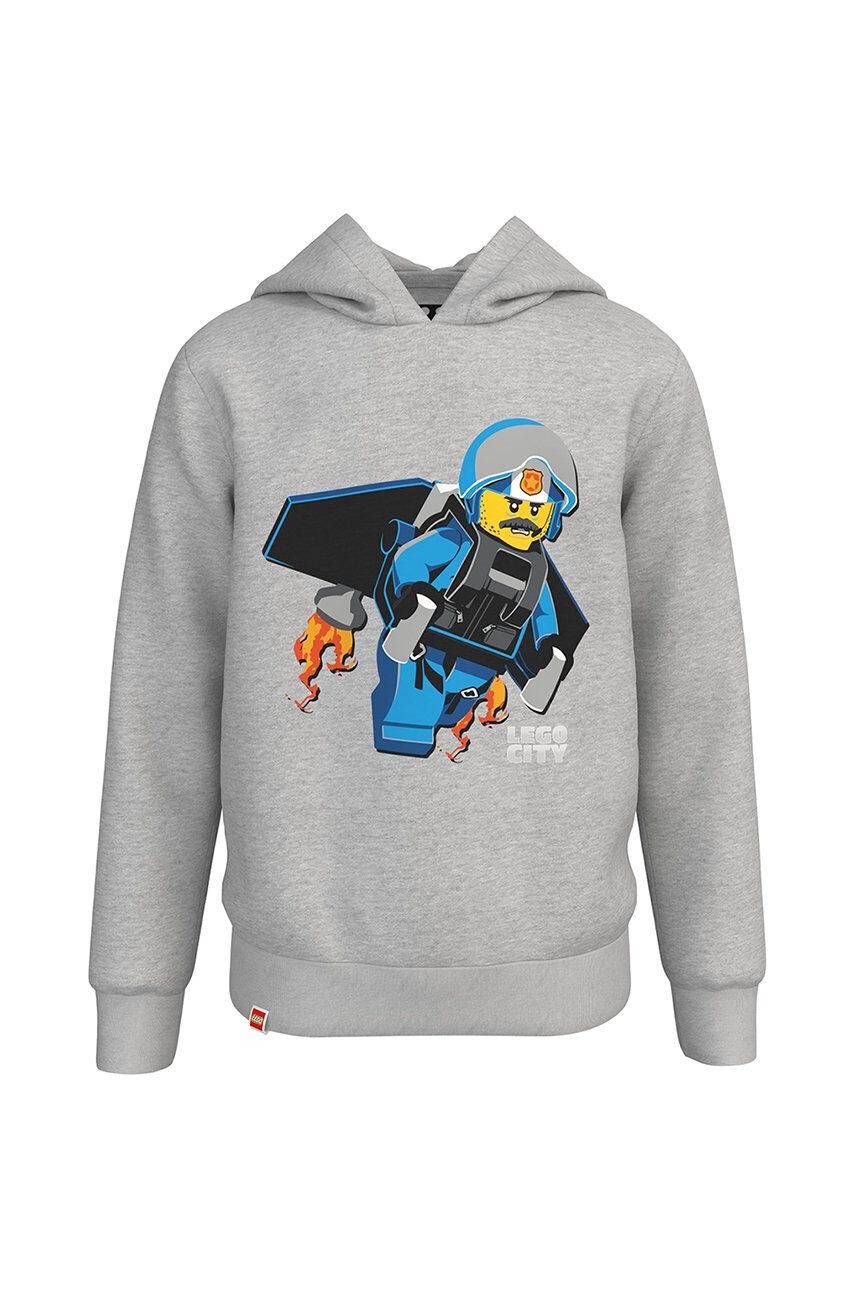 Lego Wear hanorac de bumbac pentru copii culoarea gri cu imprimeu - Pled.ro