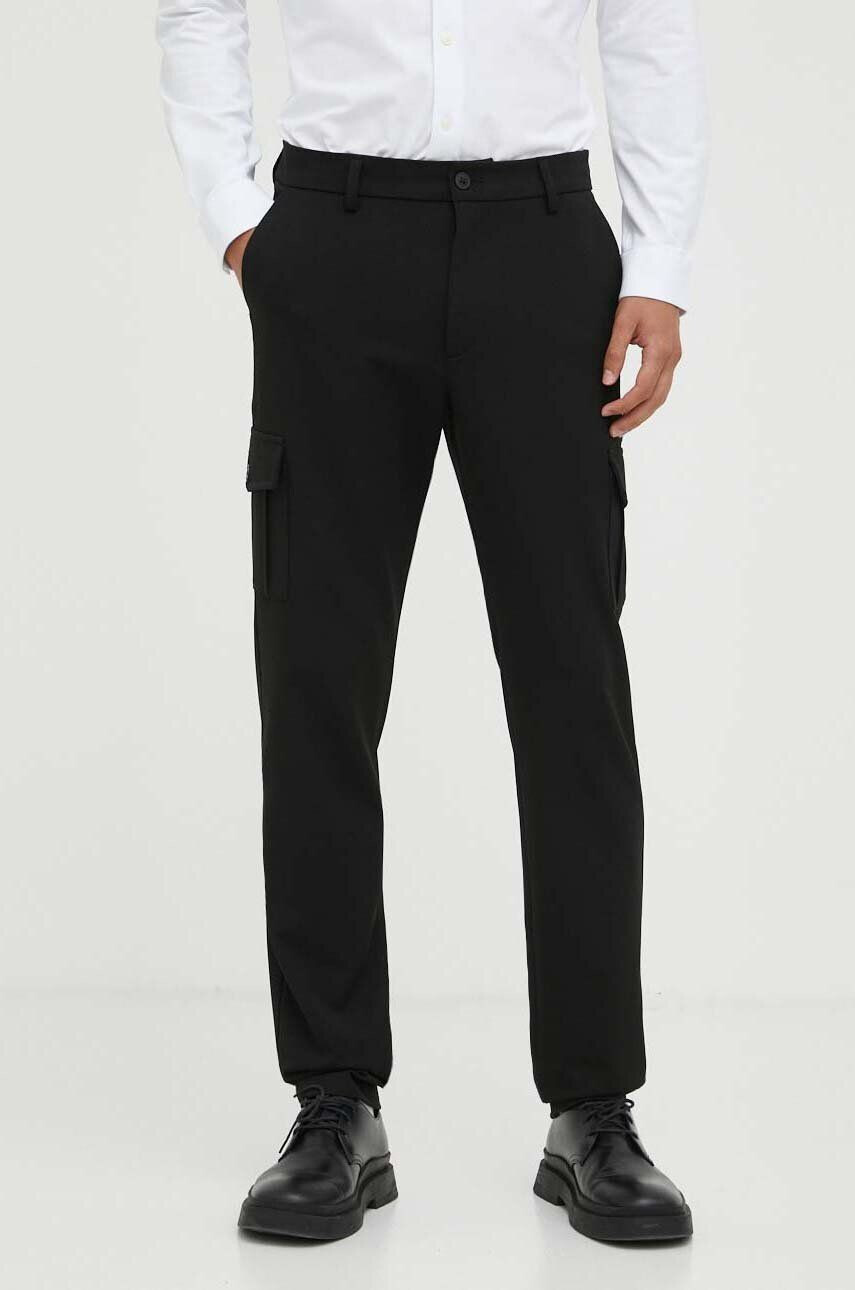 Les Deux pantaloni barbati culoarea negru drept - Pled.ro