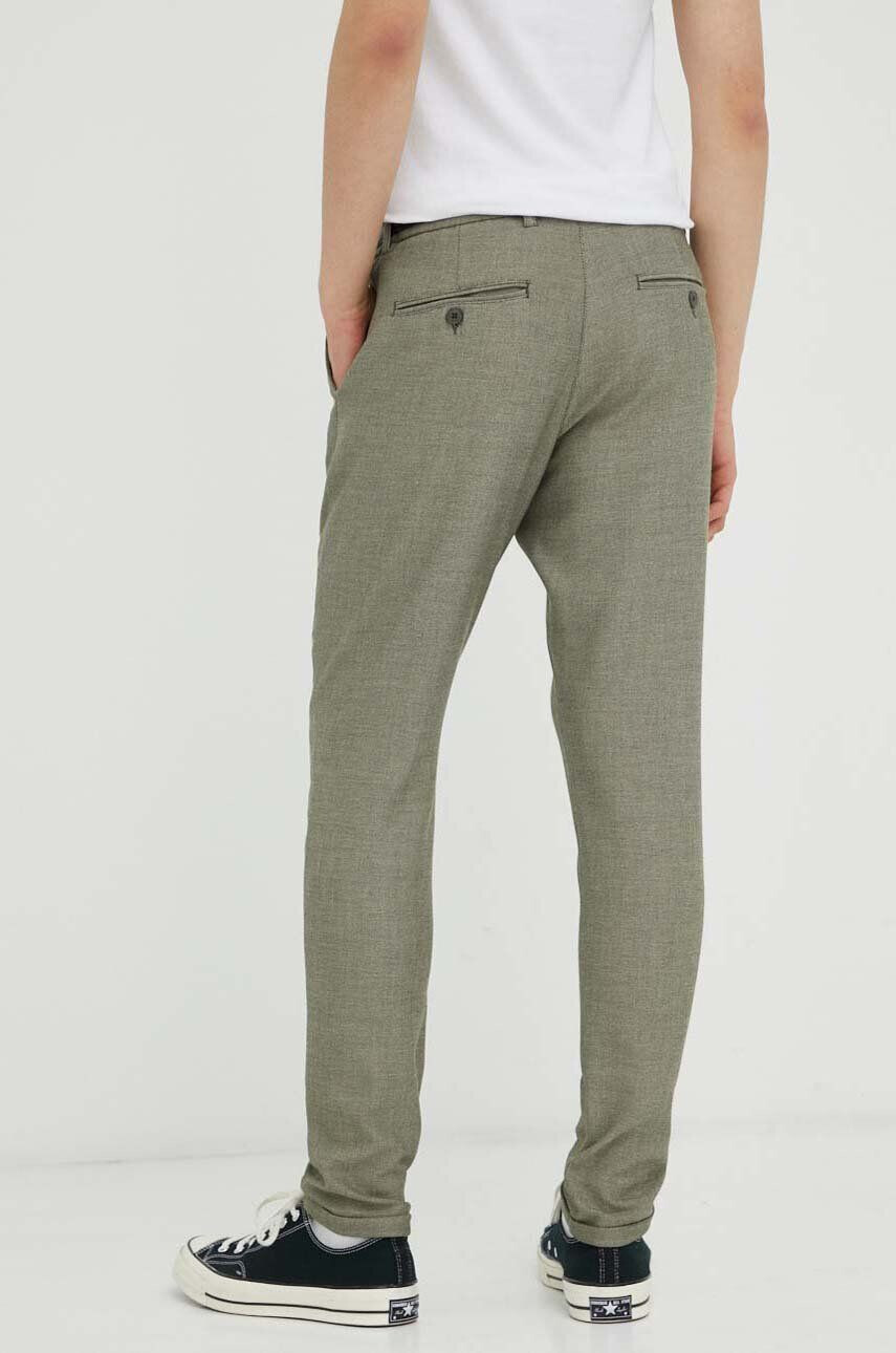 Les Deux pantaloni barbati culoarea verde mulata - Pled.ro