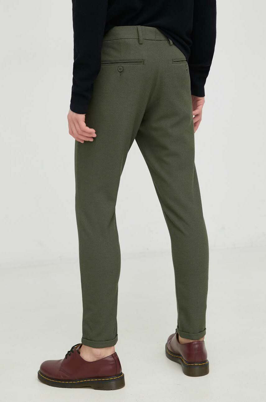 Les Deux pantaloni barbati culoarea verde mulata - Pled.ro