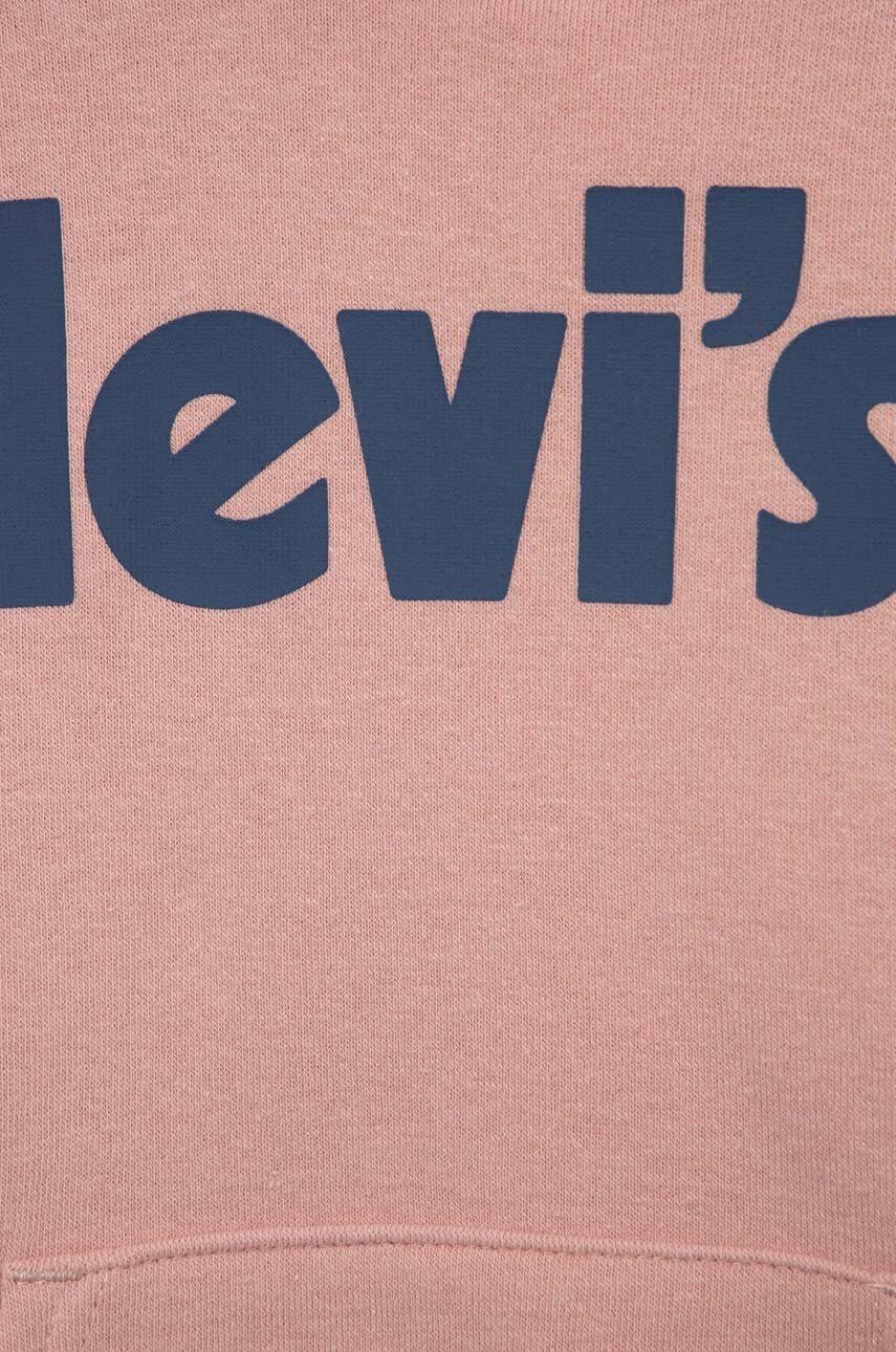 Levi's bluza copii culoarea roz cu glugă cu imprimeu - Pled.ro