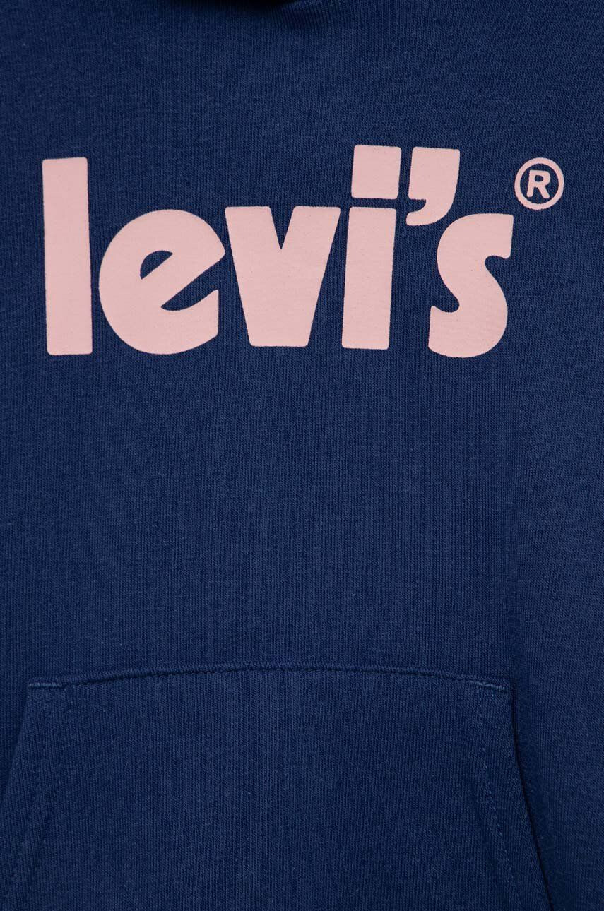 Levi's bluza copii culoarea albastru marin cu glugă cu imprimeu - Pled.ro