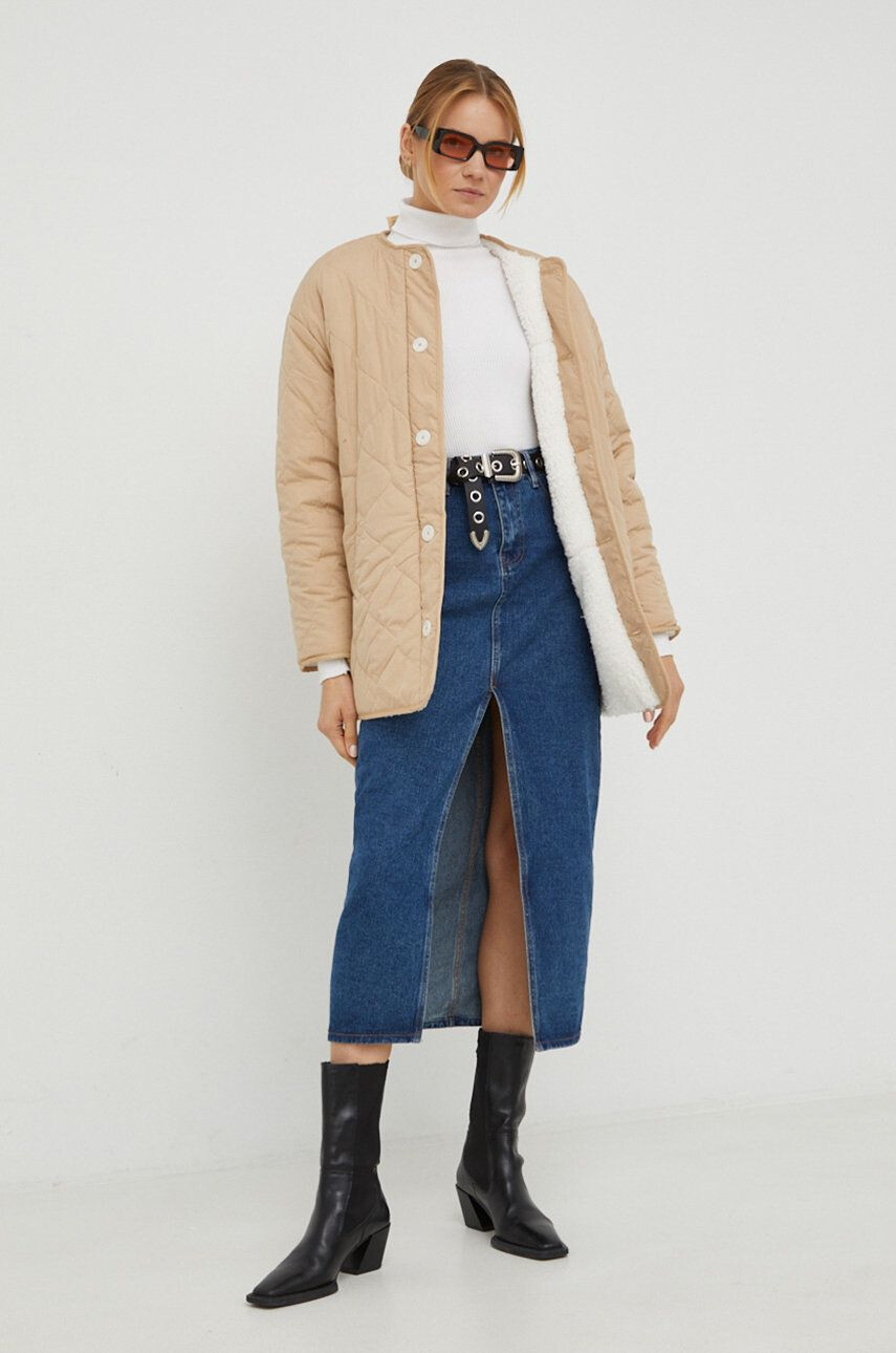 Levi's geacă reversibilă femei culoarea bej de tranzitie oversize - Pled.ro