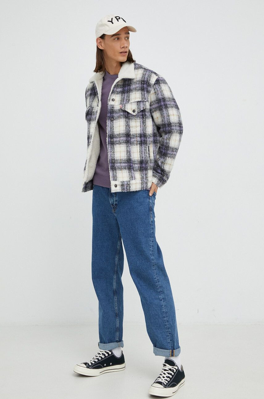 Levi's geaca din amestec de lana culoarea violet de tranzitie oversize - Pled.ro