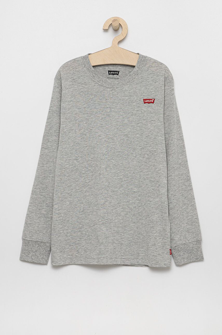 Levi's Longsleeve copii culoarea gri material neted - Pled.ro