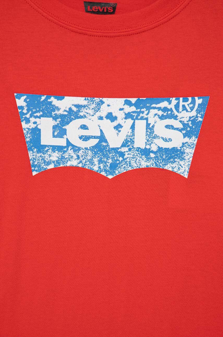 Levi's longsleeve din bumbac pentru copii culoarea rosu cu imprimeu - Pled.ro