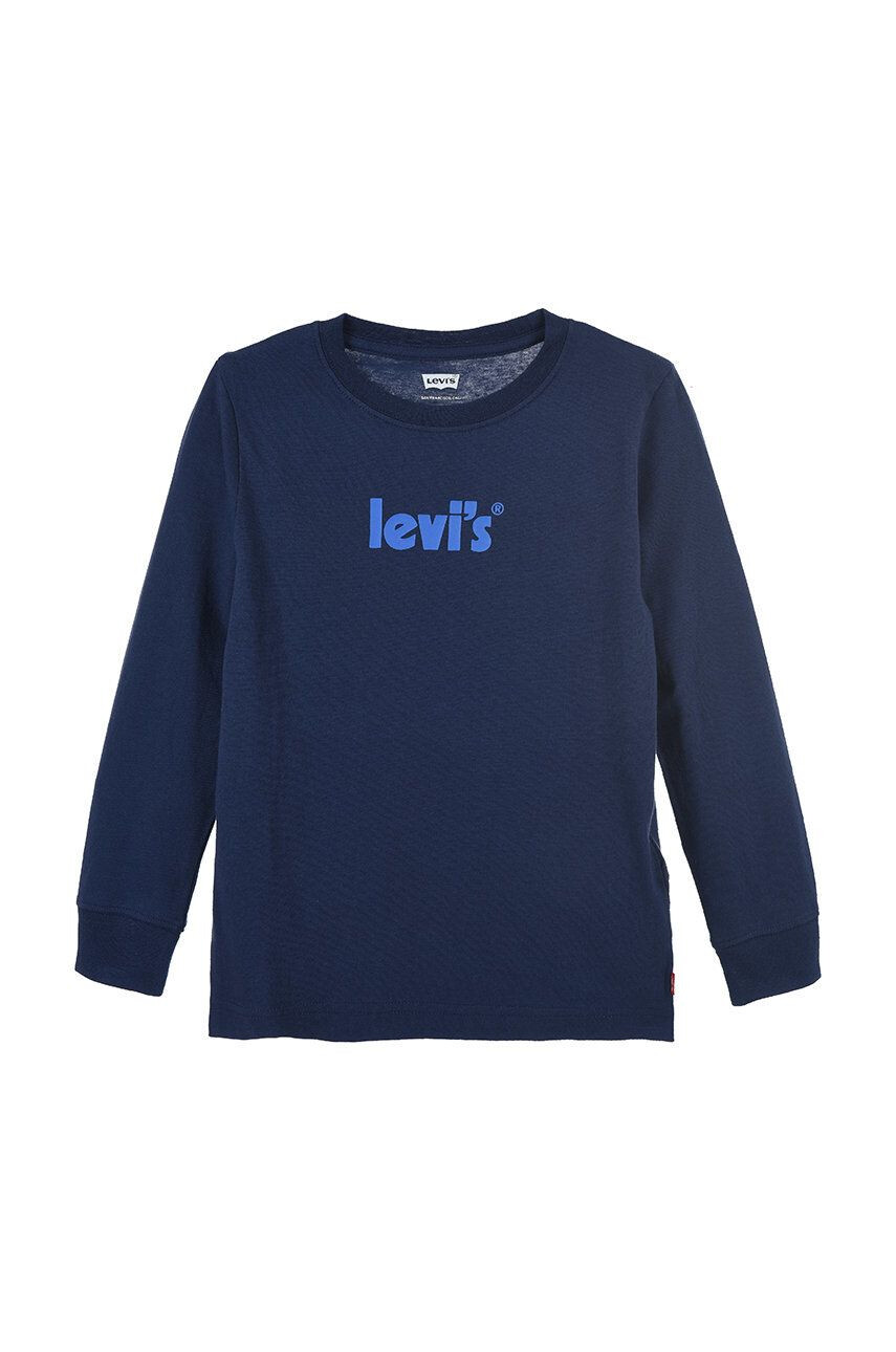 Levi's longsleeve din bumbac pentru copii culoarea albastru marin cu imprimeu - Pled.ro