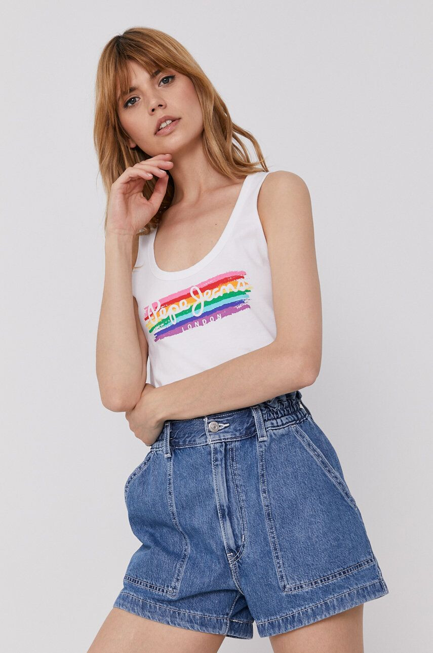 Levi's Pantaloni scurți jeans femei material neted high waist - Pled.ro