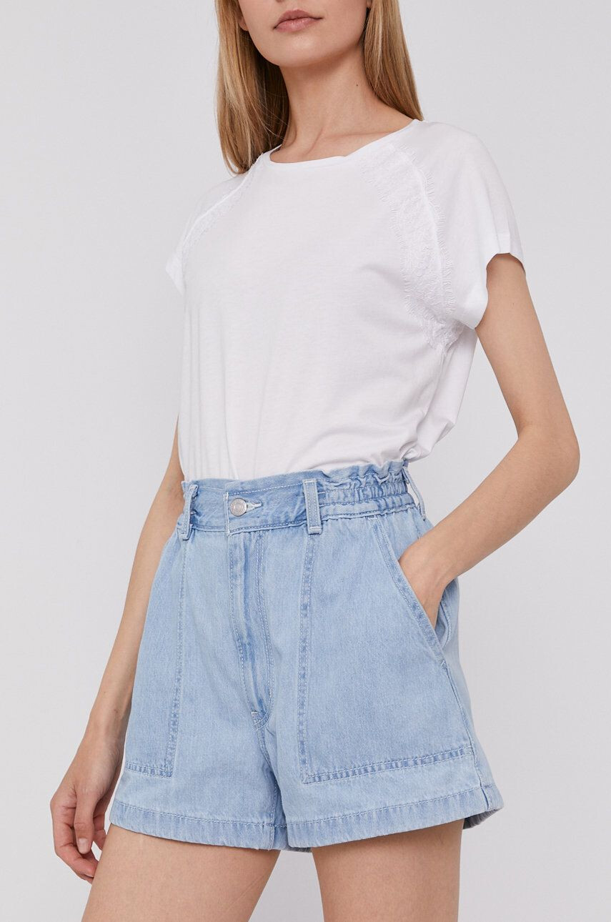 Levi's Pantaloni scurți jeans femei material neted high waist - Pled.ro