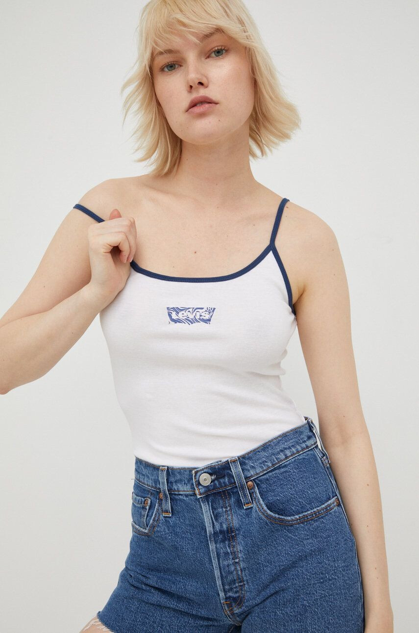 Levi's top din bumbac culoarea alb - Pled.ro