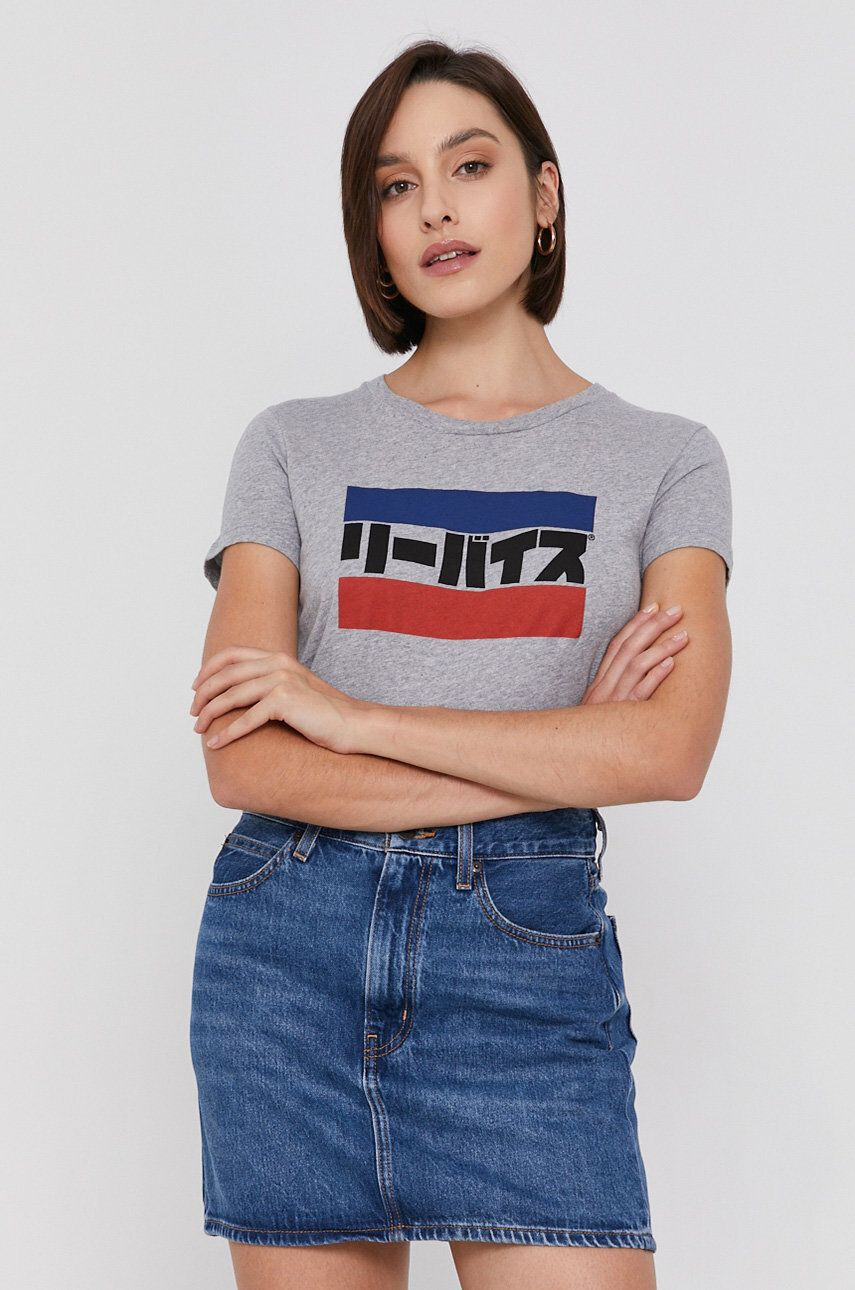 Levi's Tricou din bumbac culoarea gri - Pled.ro