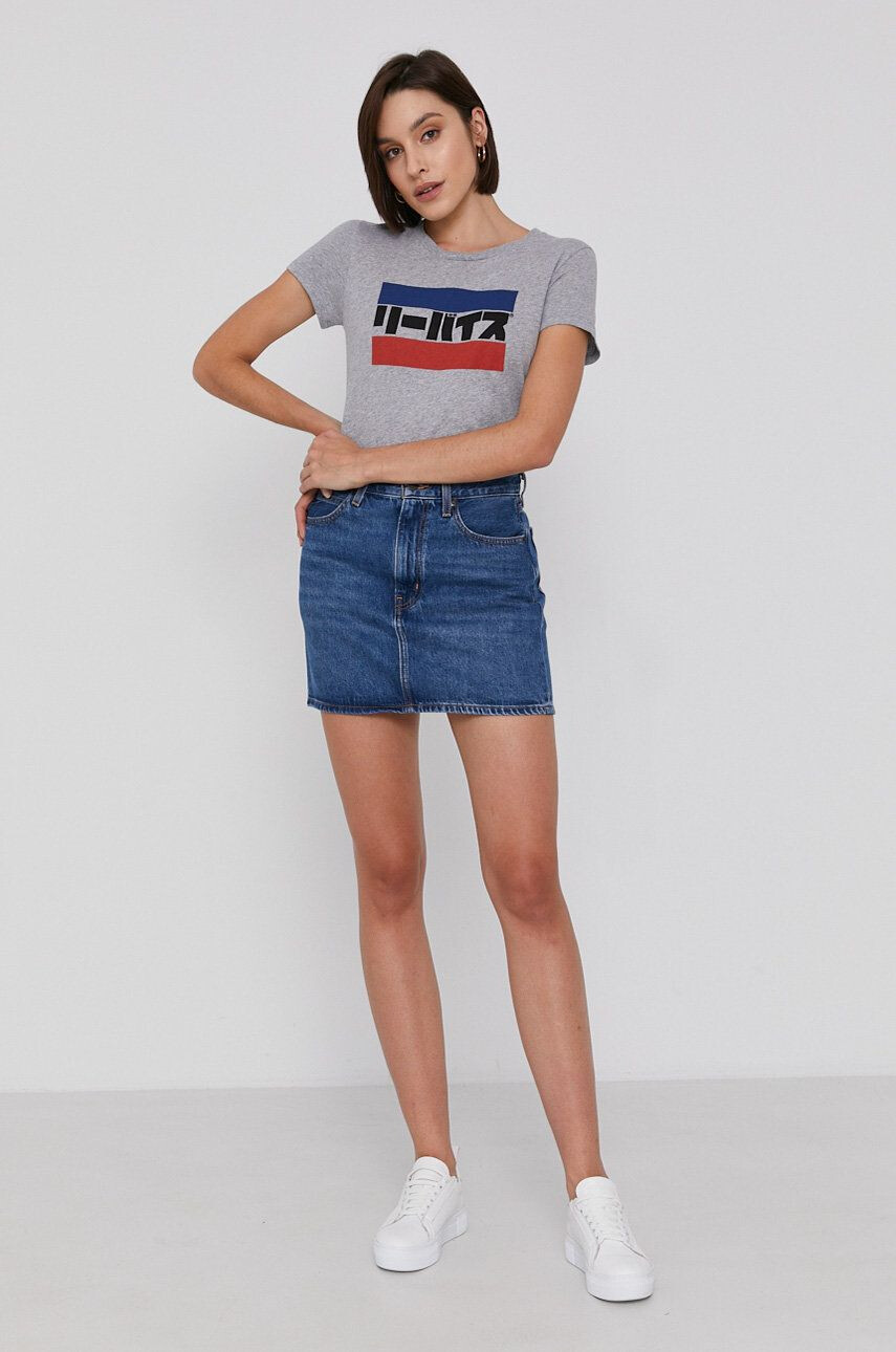 Levi's Tricou din bumbac culoarea gri - Pled.ro