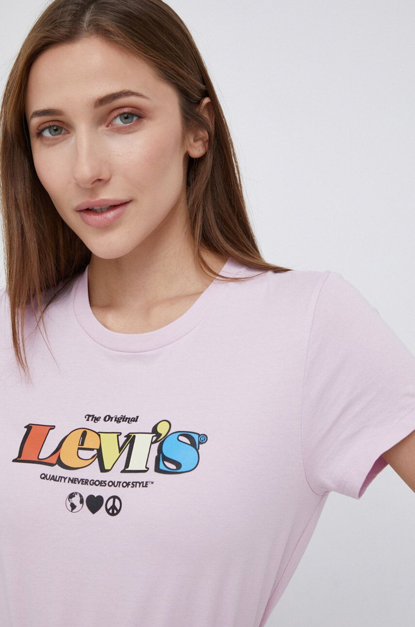 Levi's Tricou din bumbac culoarea roz - Pled.ro