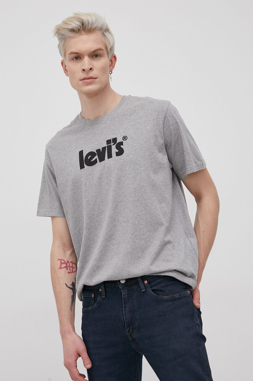 Levi's tricou din bumbac culoarea albastru marin cu imprimeu - Pled.ro