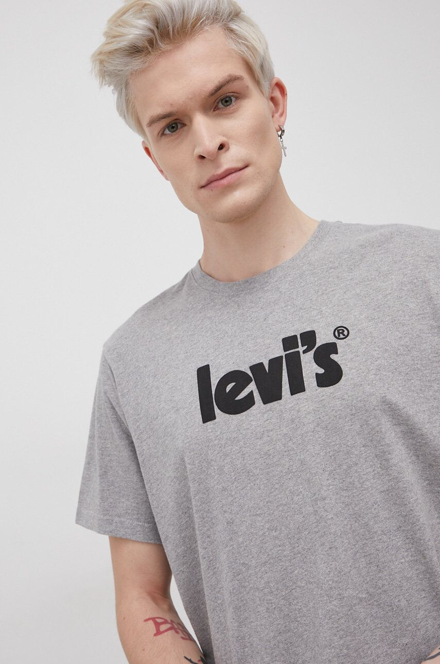 Levi's tricou din bumbac culoarea albastru marin cu imprimeu - Pled.ro