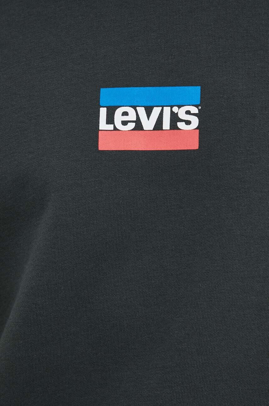 Levi's bluza femei culoarea albastru marin cu glugă cu imprimeu - Pled.ro