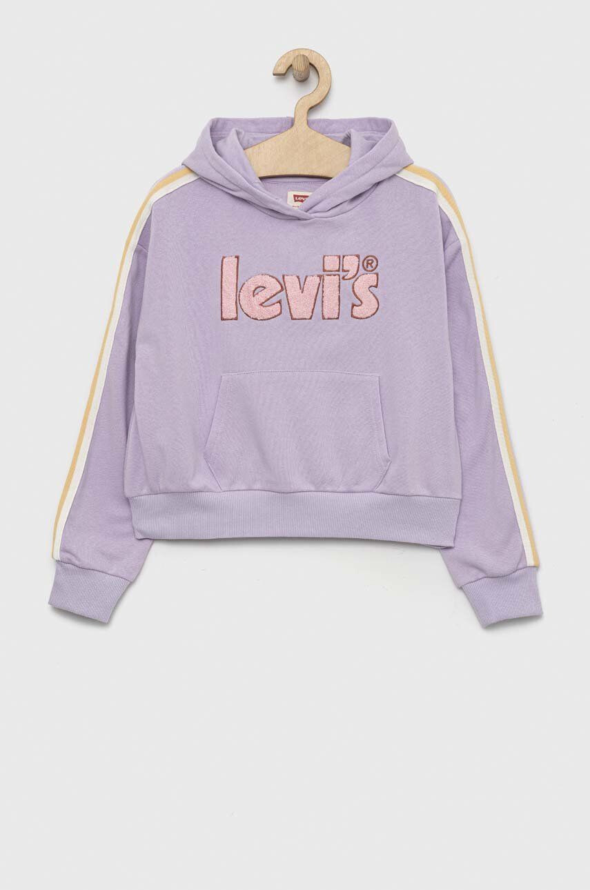 Levi's bluza copii culoarea violet cu glugă cu imprimeu - Pled.ro