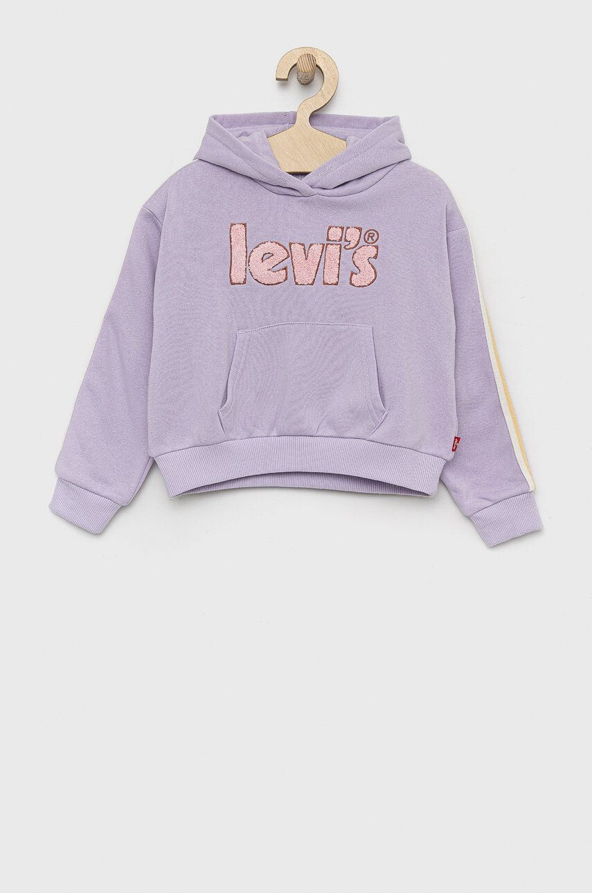 Levi's bluza copii culoarea violet cu glugă cu imprimeu - Pled.ro