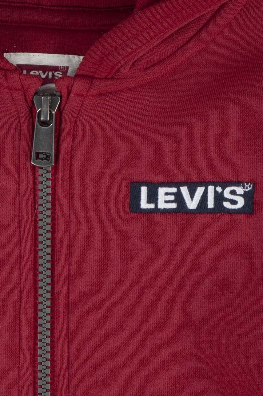 Levi's bluza copii culoarea rosu cu glugă neted - Pled.ro