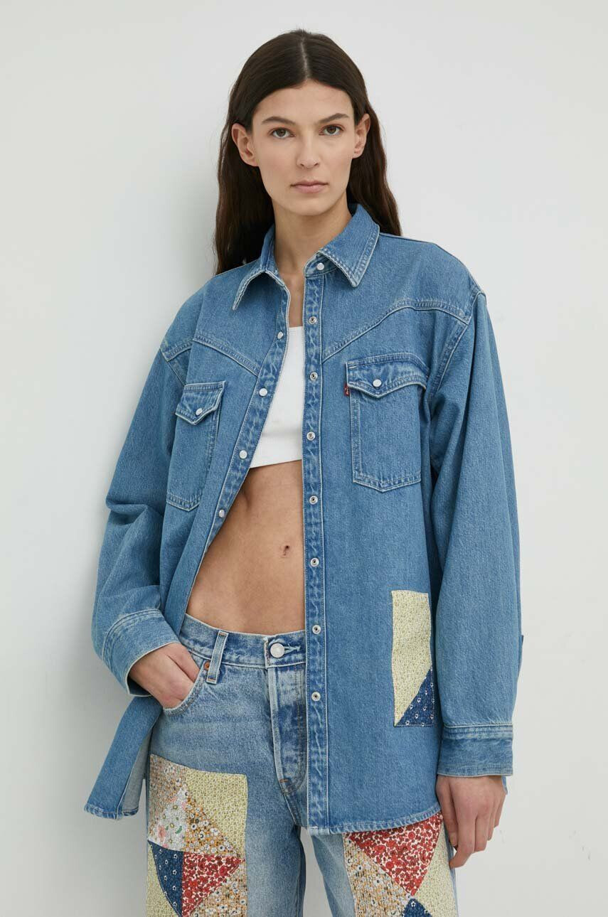 Levi's camasa jeans femei cu guler clasic relaxed - Pled.ro