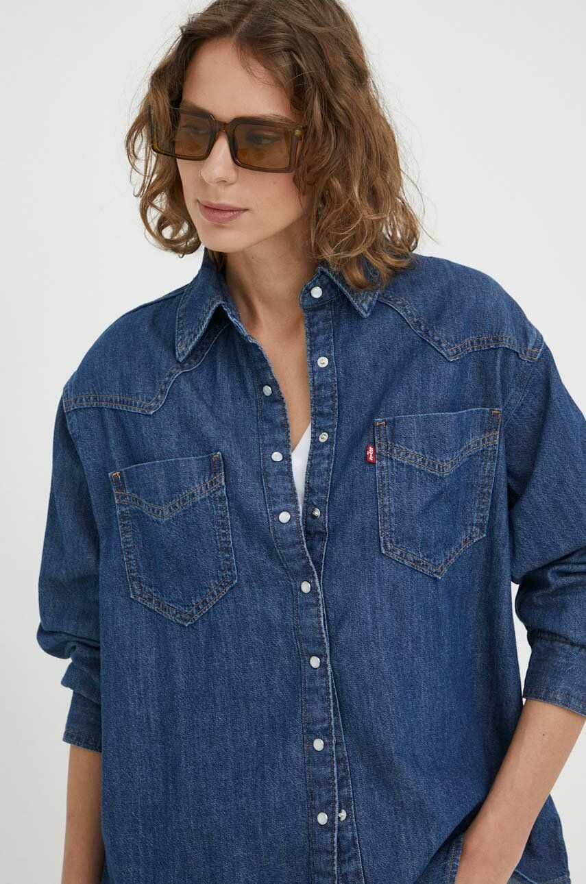 Levi's camasa jeans femei cu guler clasic relaxed - Pled.ro