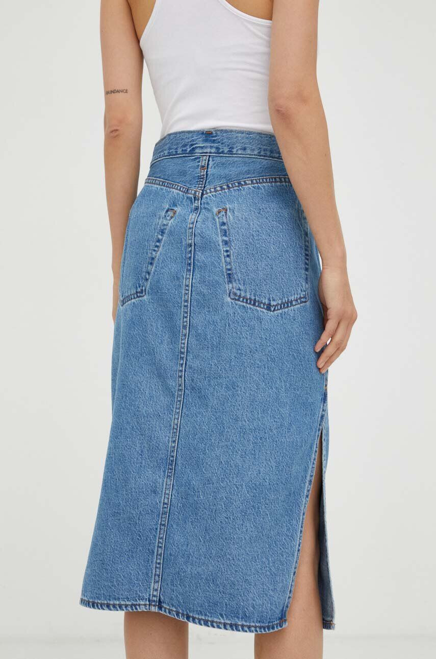 Levi's fusta cu doua fete culoarea albastru marin midi drept - Pled.ro