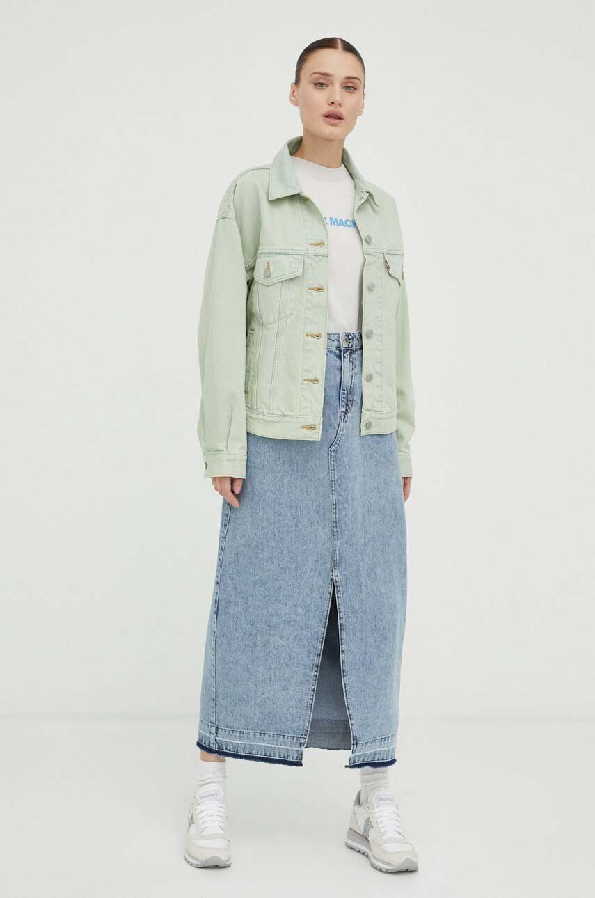 Levi's geaca jeans femei culoarea verde de tranzitie oversize - Pled.ro