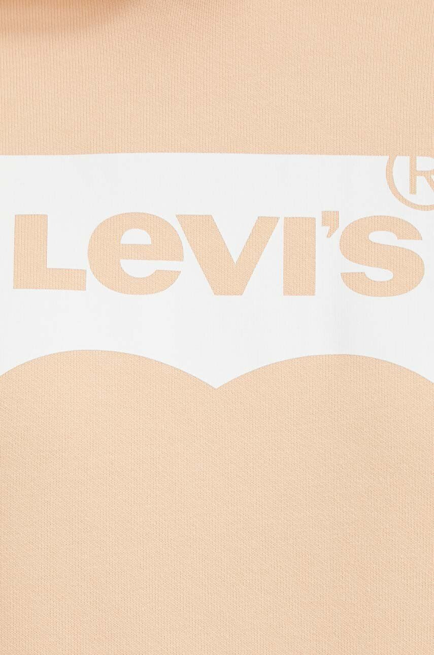 Levi's hanorac de bumbac femei culoarea portocaliu cu glugă cu imprimeu - Pled.ro