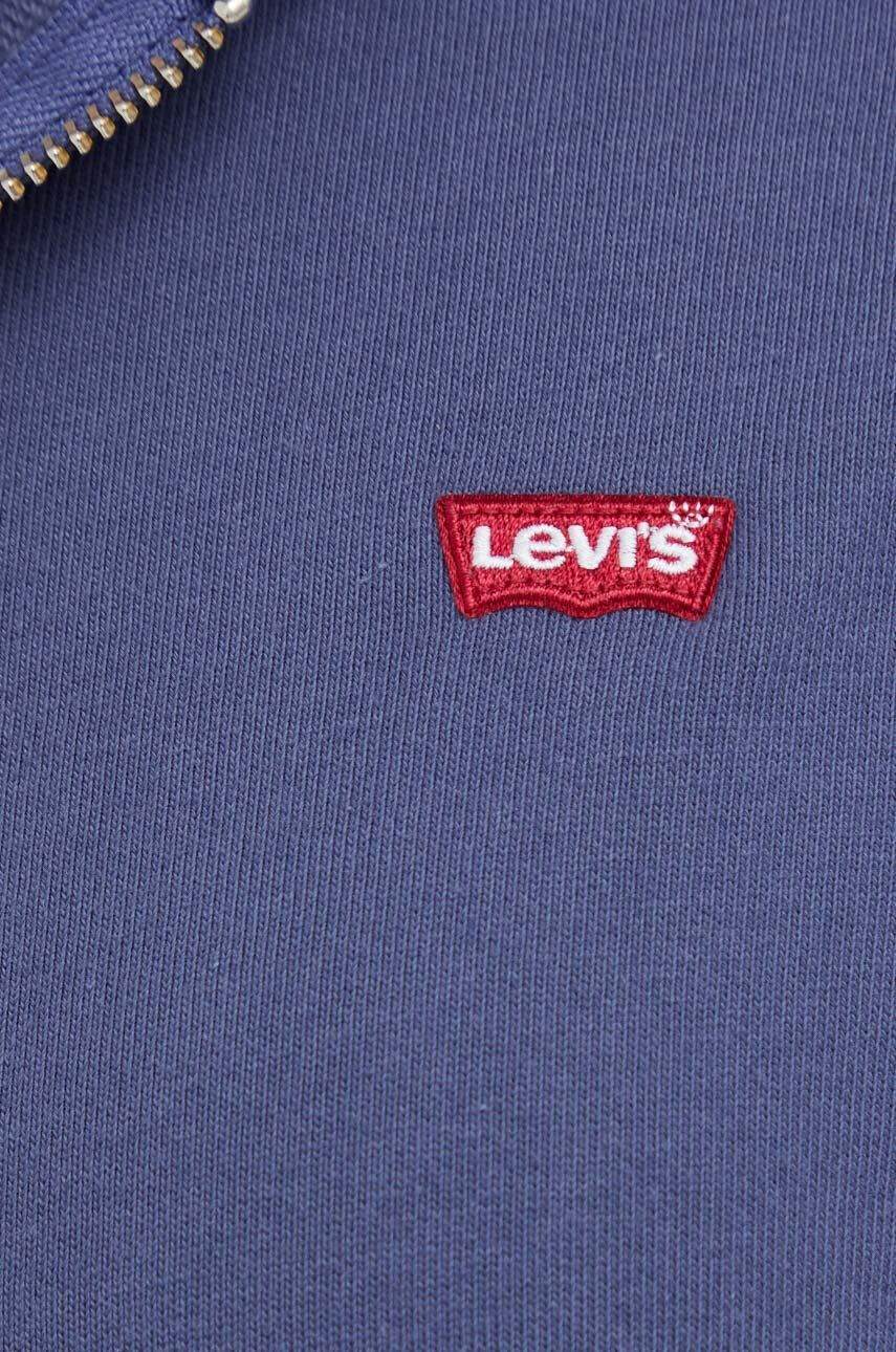 Levi's hanorac de bumbac femei culoarea albastru marin cu glugă neted - Pled.ro