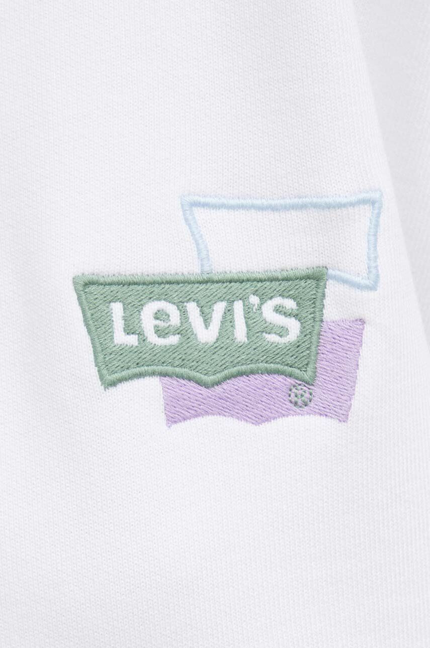 Levi's hanorac de bumbac femei culoarea alb cu imprimeu - Pled.ro