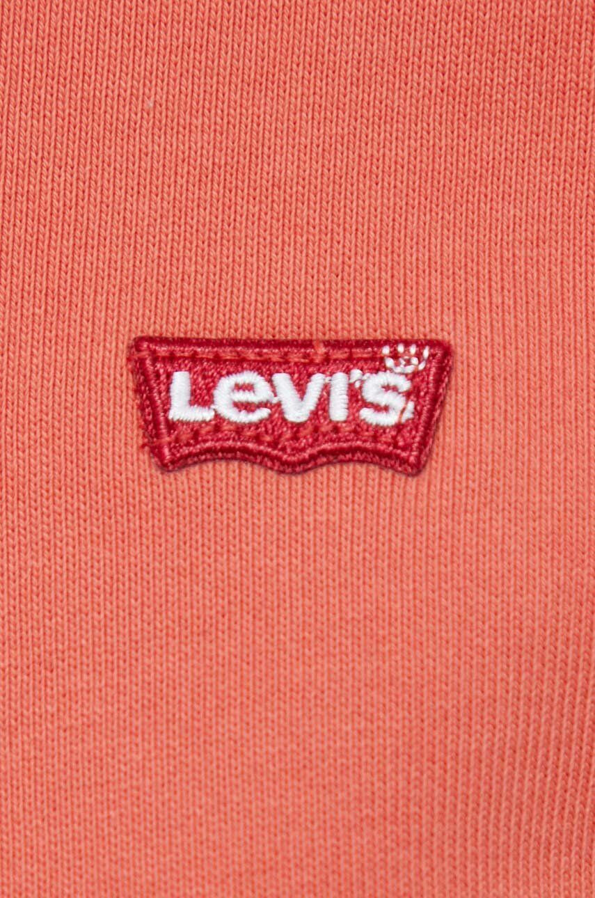 Levi's hanorac de bumbac femei culoarea portocaliu cu glugă neted - Pled.ro