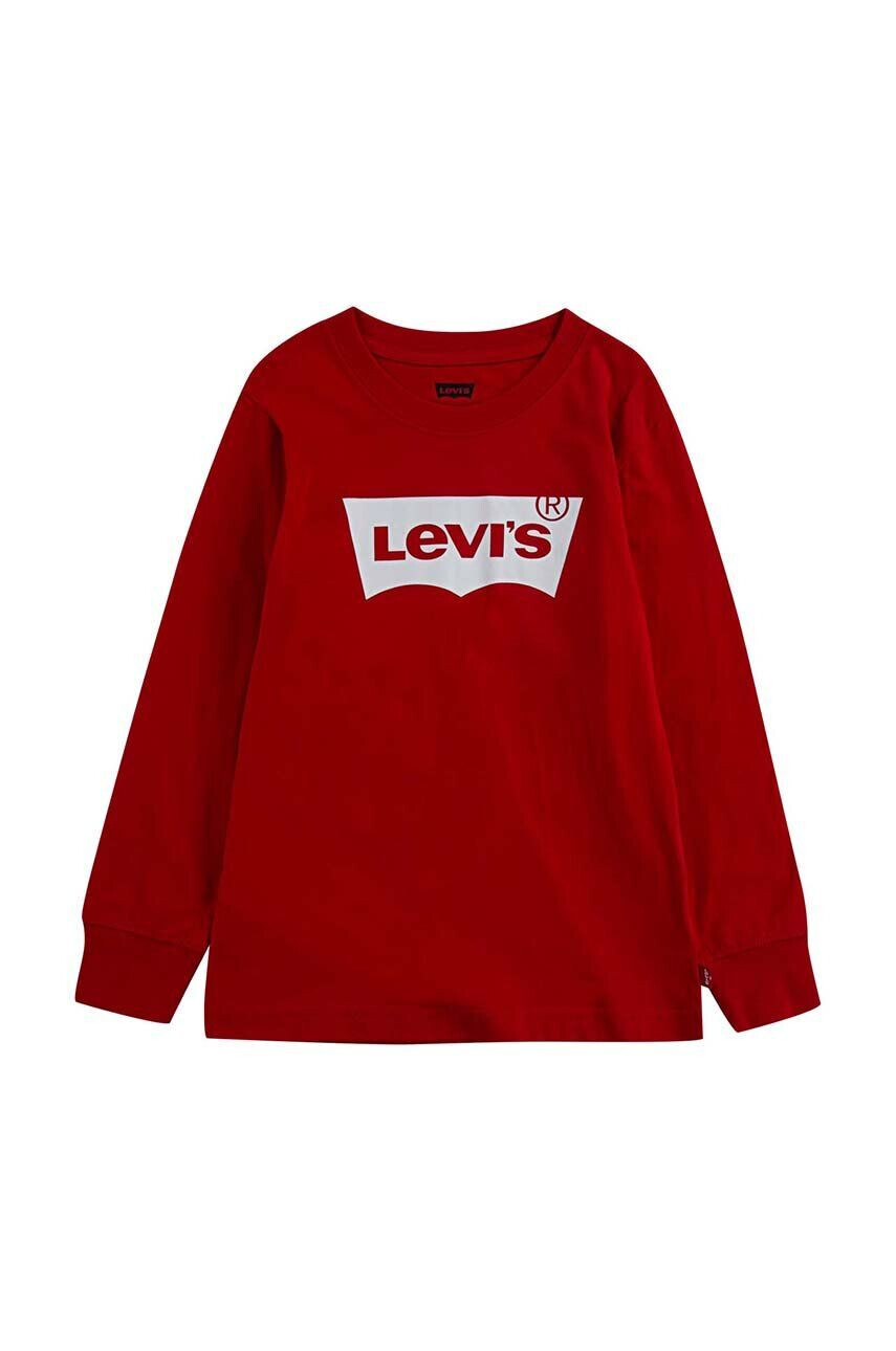 Levi's Longsleeve copii culoarea rosu cu imprimeu - Pled.ro