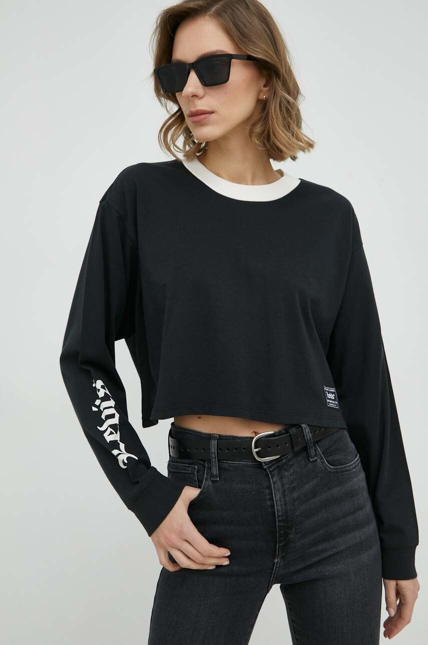 Levi's longsleeve din bumbac culoarea negru - Pled.ro