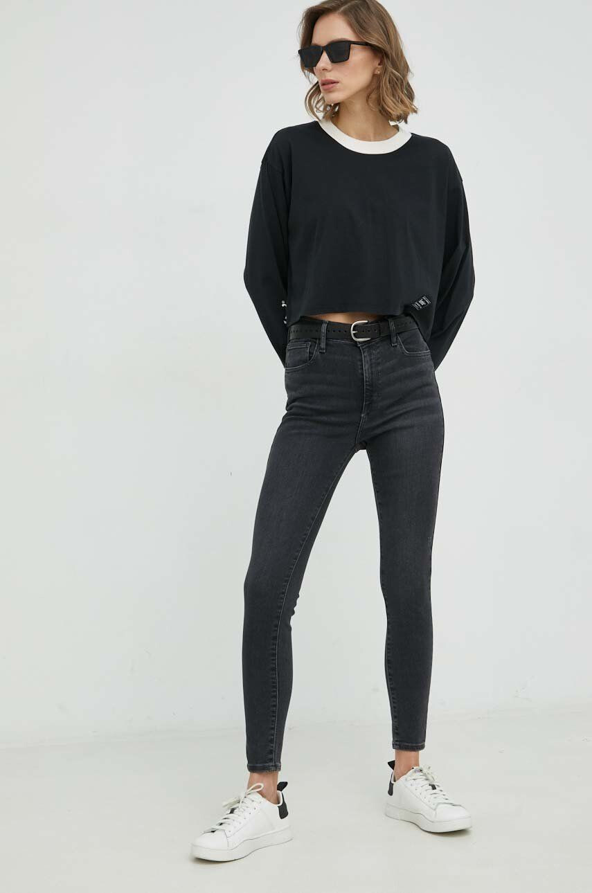 Levi's longsleeve din bumbac culoarea negru - Pled.ro