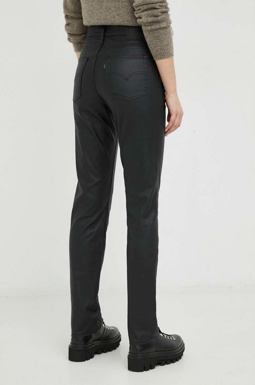 Levi's pantaloni femei culoarea negru drept high waist - Pled.ro