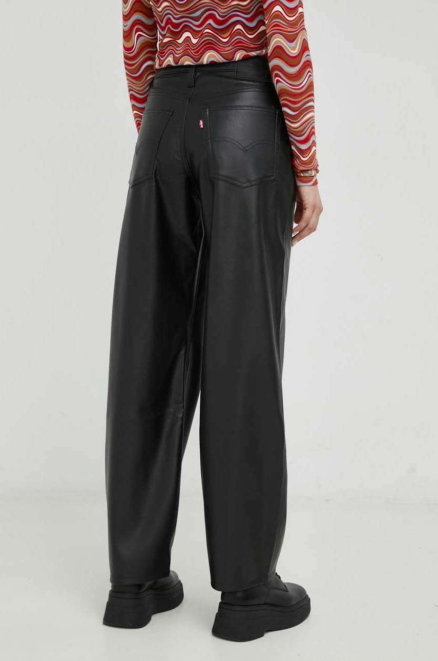 Levi's pantaloni femei culoarea negru drept medium waist - Pled.ro