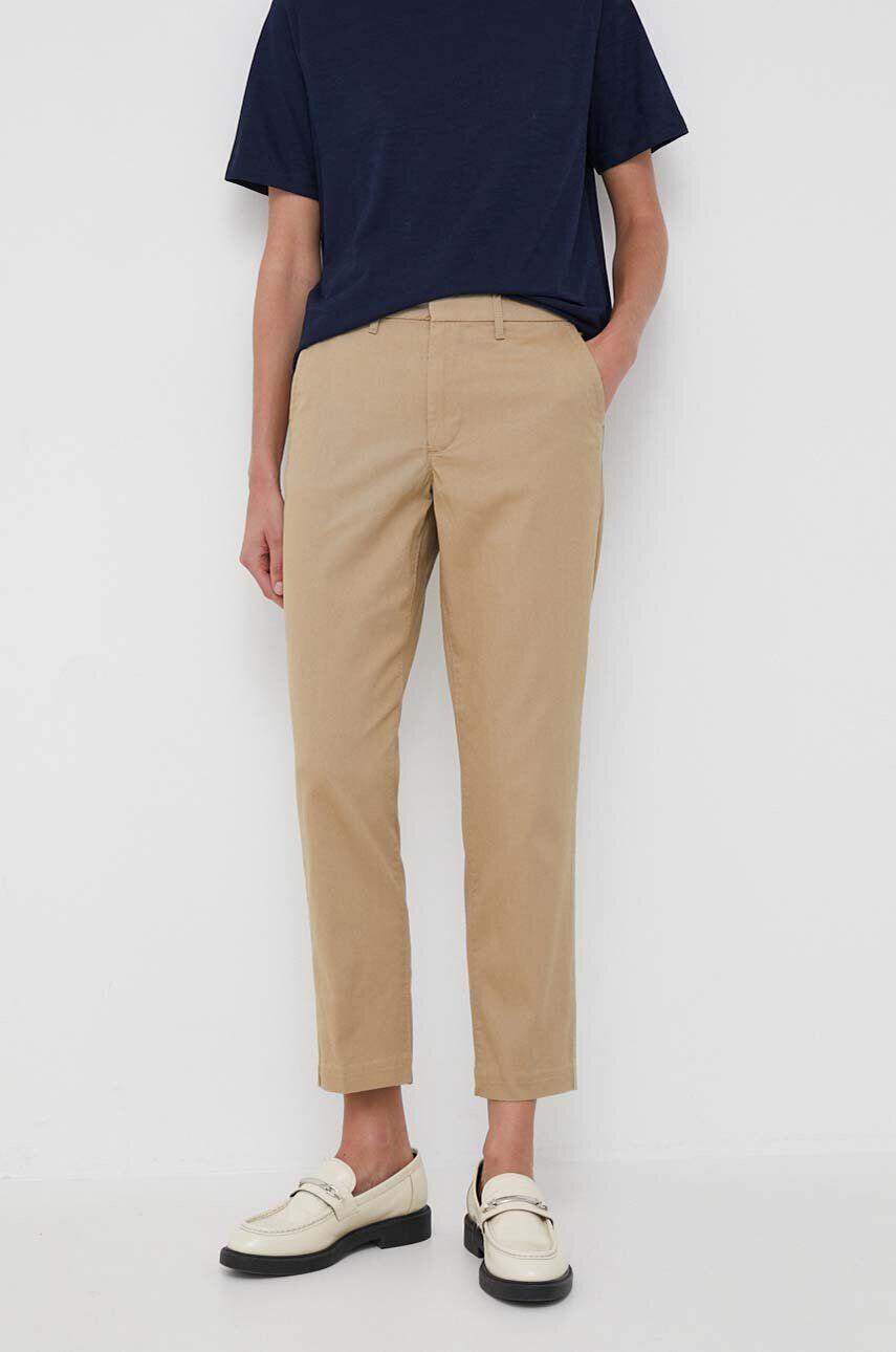 Levi's pantaloni femei culoarea bej fason chinos high waist - Pled.ro