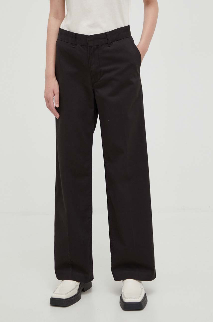 Levi's pantaloni de bumbac culoarea negru drept high waist - Pled.ro