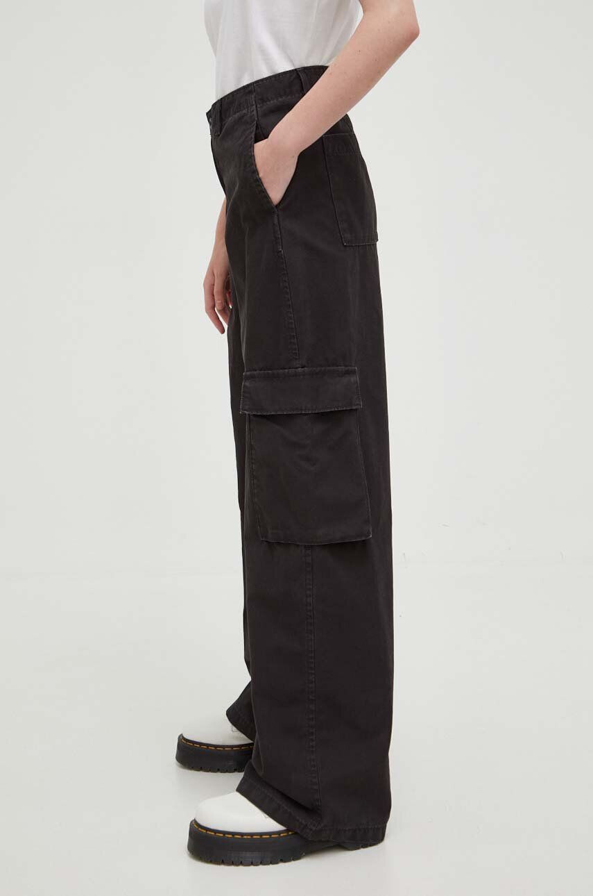 Levi's pantaloni de bumbac BAGGY CARGO culoarea negru drept medium waist - Pled.ro