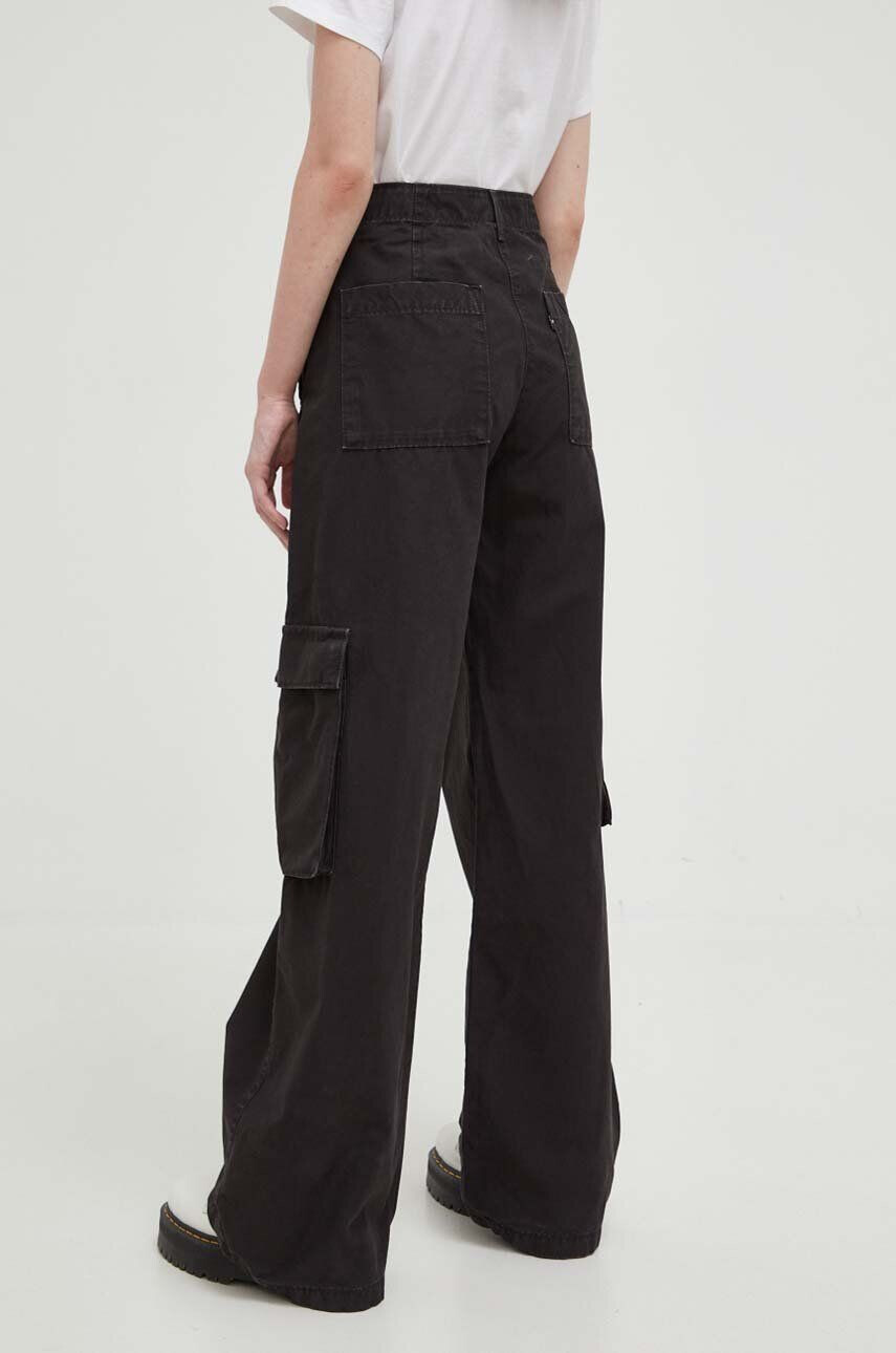 Levi's pantaloni de bumbac BAGGY CARGO culoarea negru drept medium waist - Pled.ro