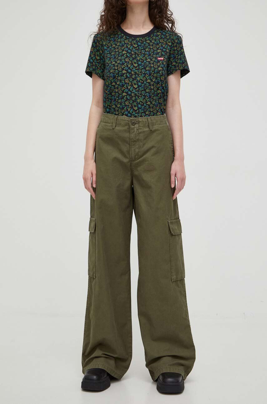 Levi's pantaloni de bumbac BAGGY CARGO culoarea verde drept medium waist - Pled.ro