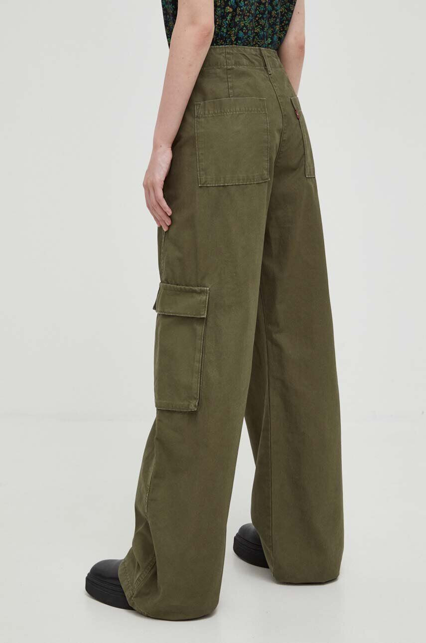 Levi's pantaloni de bumbac BAGGY CARGO culoarea verde drept medium waist - Pled.ro