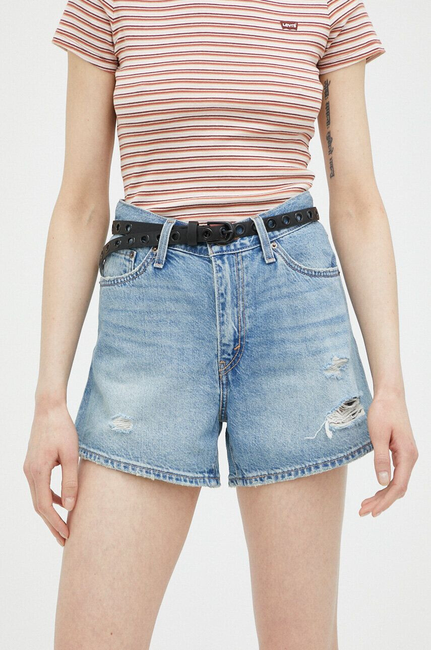 Levi's pantaloni scurți jeans femei neted high waist A4695.0001-LightIndig - Pled.ro