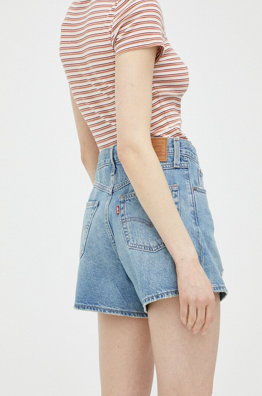 Levi's pantaloni scurți jeans femei neted high waist A4695.0001-LightIndig - Pled.ro