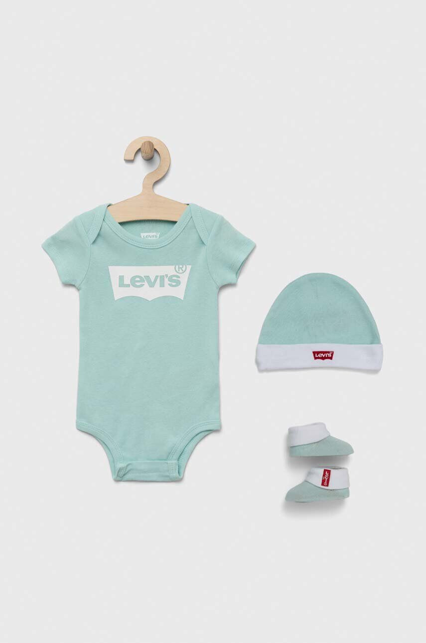 Levi's set de bumbac pentru bebelusi culoarea turcoaz - Pled.ro