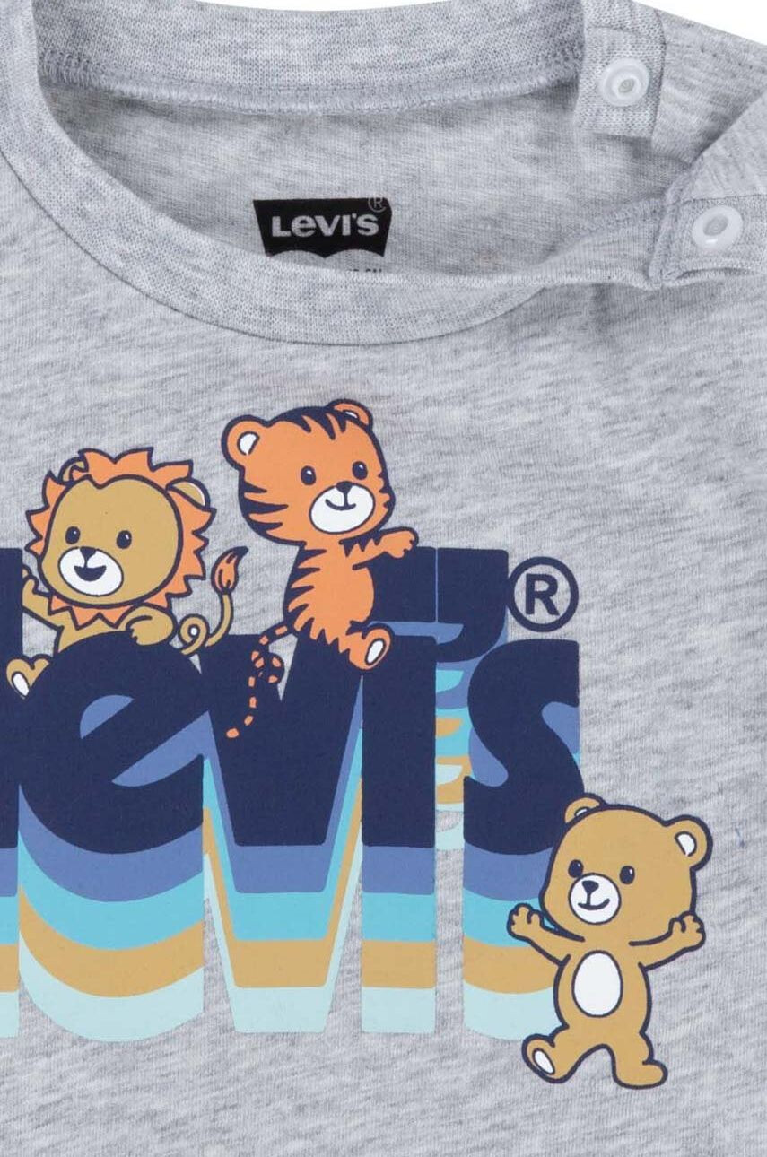 Levi's tricou de bumbac pentru copii culoarea gri cu imprimeu - Pled.ro