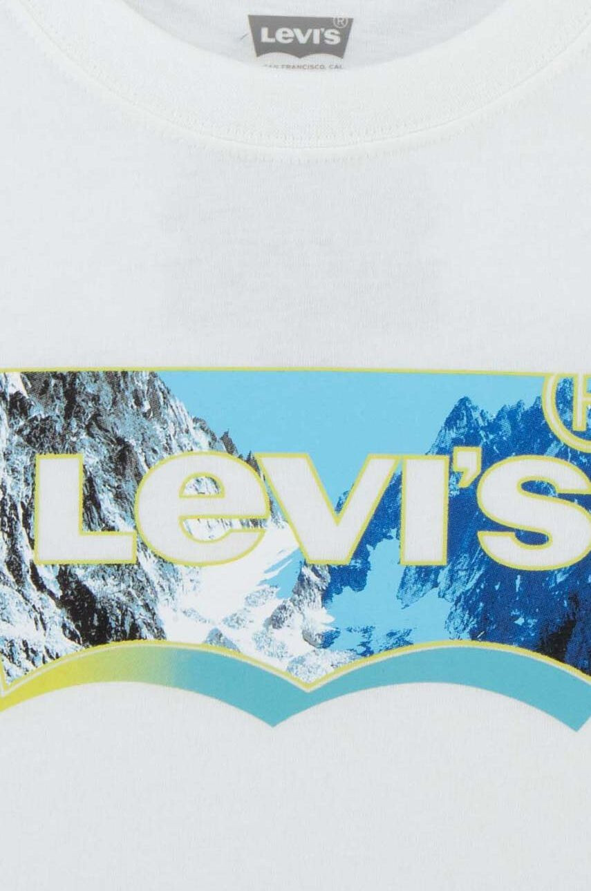 Levi's tricou de bumbac pentru copii culoarea alb cu imprimeu - Pled.ro