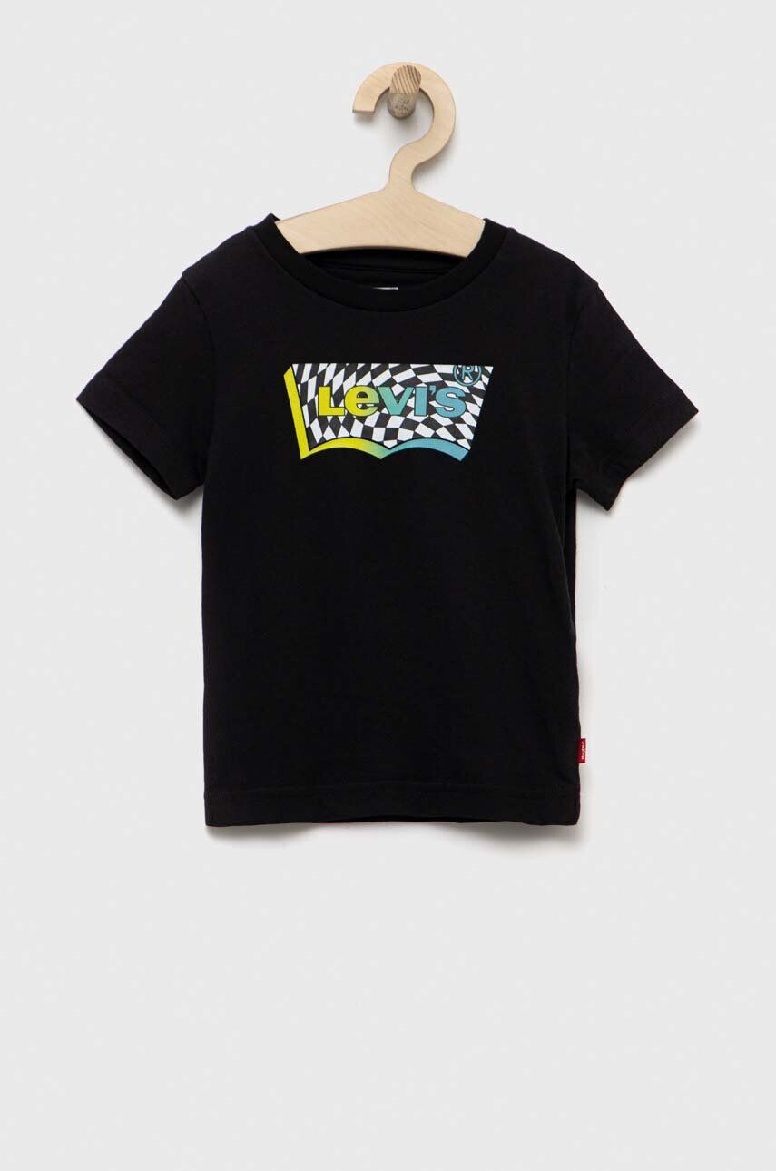 Levi's tricou de bumbac pentru copii culoarea negru cu imprimeu - Pled.ro