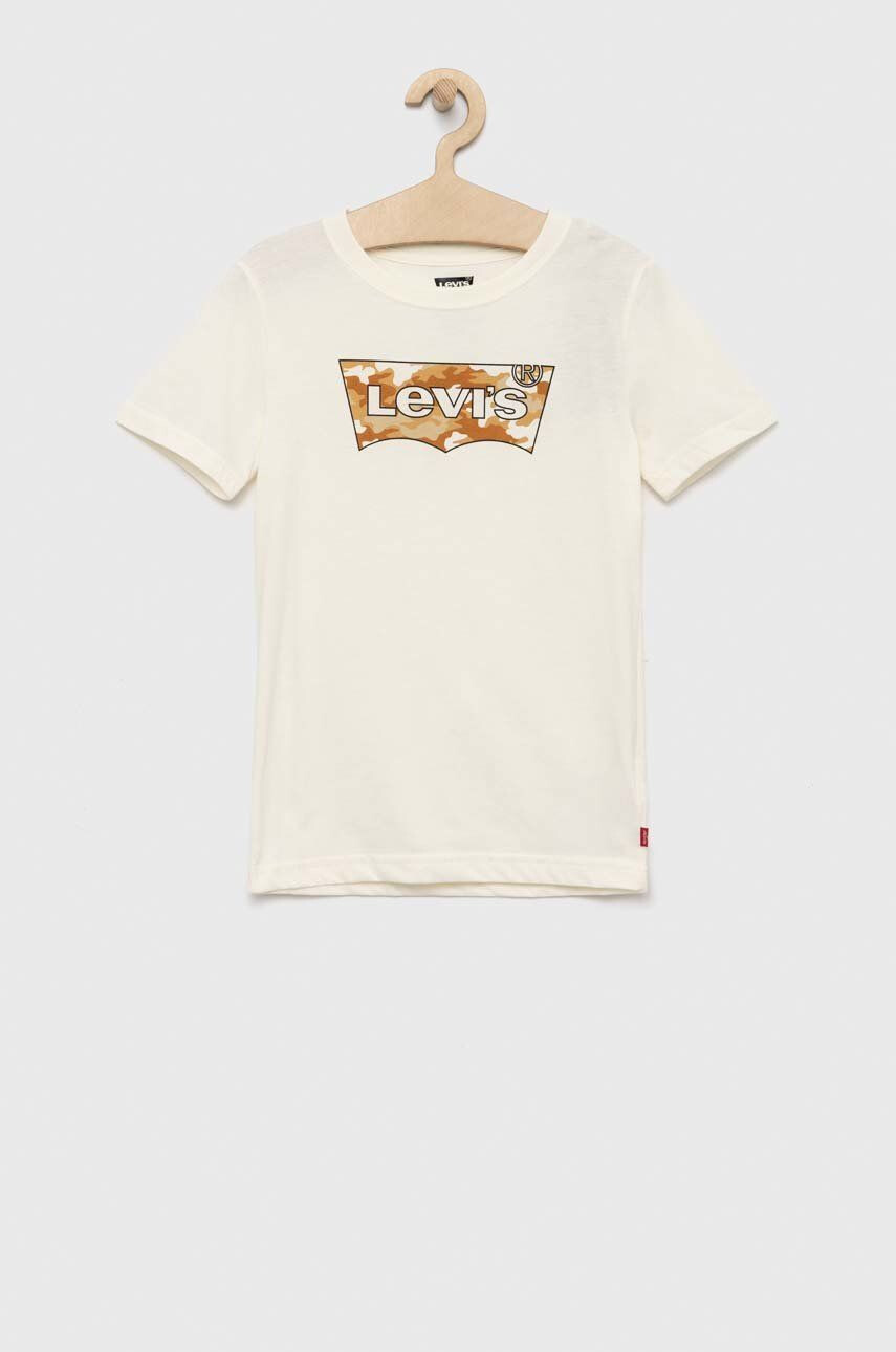 Levi's tricou de bumbac pentru copii culoarea bej cu imprimeu - Pled.ro